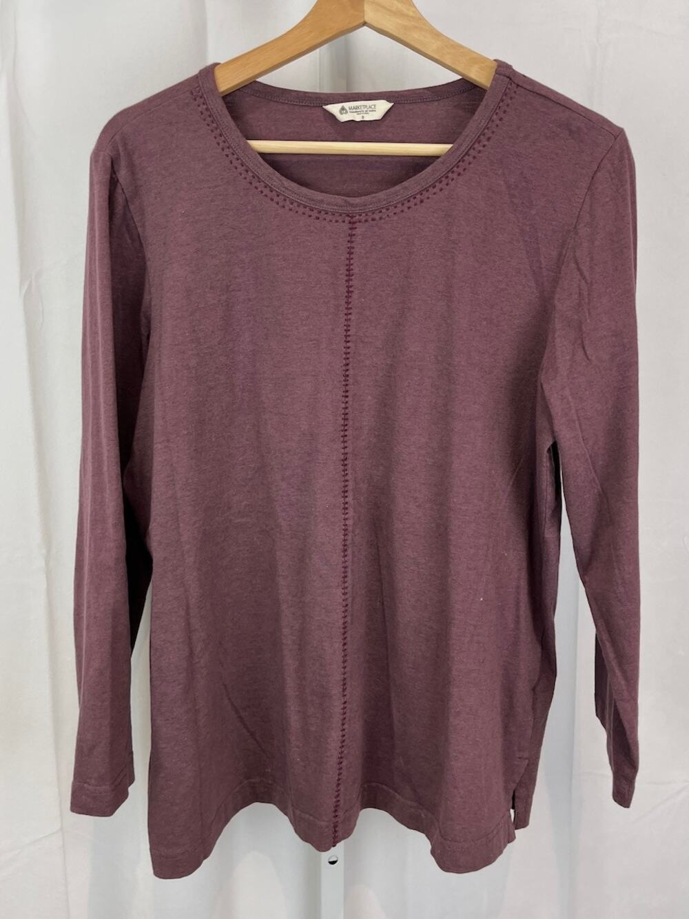 MARKETPLACE India  Size S Stitched Long Sleeve Tee Top Stretch Cotton Purple